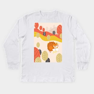 Vintage Sleeping Fox Kids Long Sleeve T-Shirt